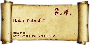 Haba Ambró névjegykártya